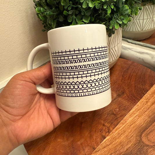 Hidden Message Mug with Unique Black and White Pattern Design